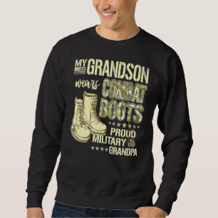 Moletom Meu neto Veste Botas de Combate Orgulhoso