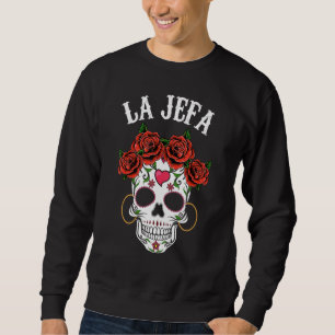 Moletom Mexicano La Jefa Sugar Skull Roupa Dia De Los Mue