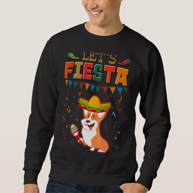 Moletom México Cinco de Mayo Fiesta Vamos Fiesta Corgi (Frente)