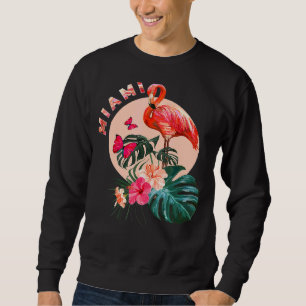 Moletom Miami Beach Flamingo Sunset Flowers Miami