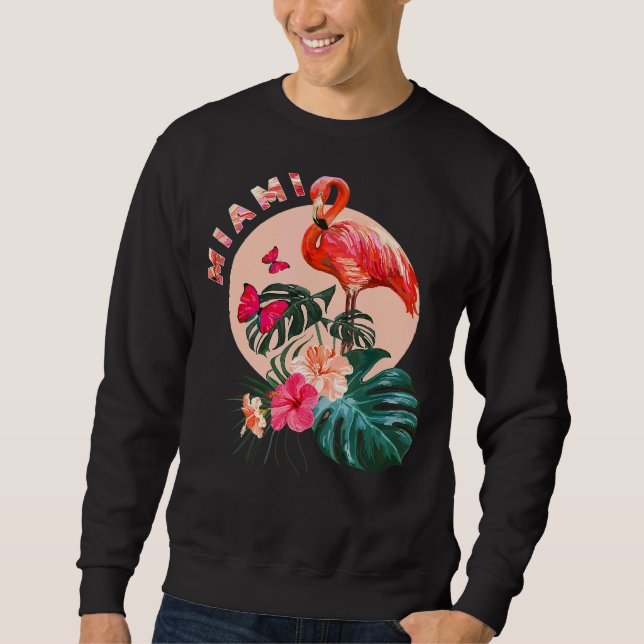 Moletom Miami Beach Flamingo Sunset Flowers Miami (Frente)