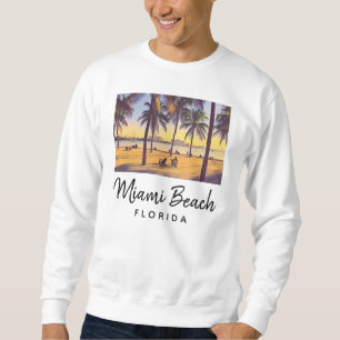 Moletom Miami Beach Flórida Vintage Watercolor Art