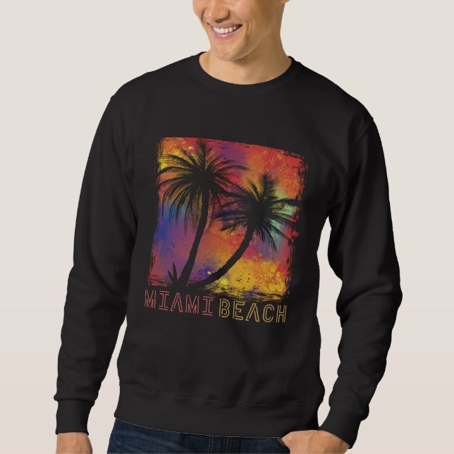 Moletom Miami Beach Palm trees Florida Vacation Beach Ocea (Frente)