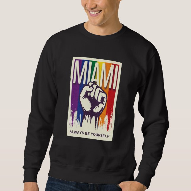 Moletom Miami LGBTQ Pride Rainbow Flag Resist Fist Proud L (Frente)