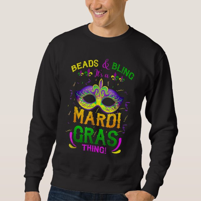 Moletom Miçangas e Brilho É uma Coisa de Carnaval Mardi Gr (Frente)