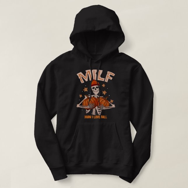 Moletom MILF Man I Love Fall Pumpkins Skeleton Autumn Hall (Frente do Design)