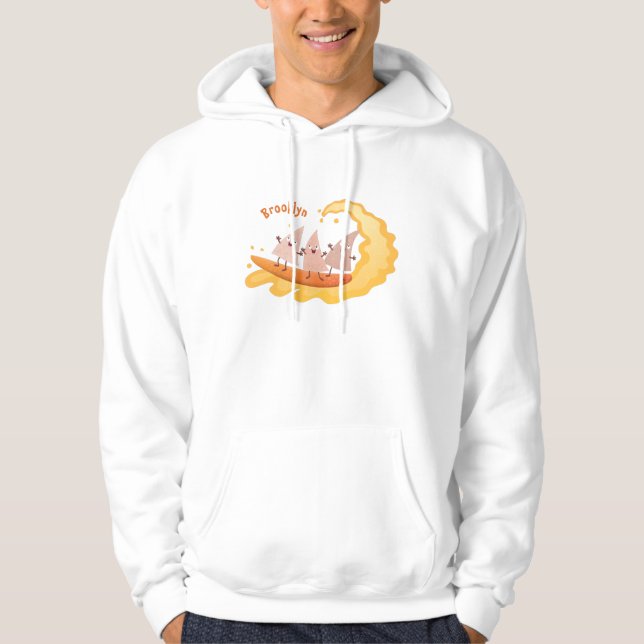Moletom Milhas de nachos, batatas fritas, canecas, surf (Frente)