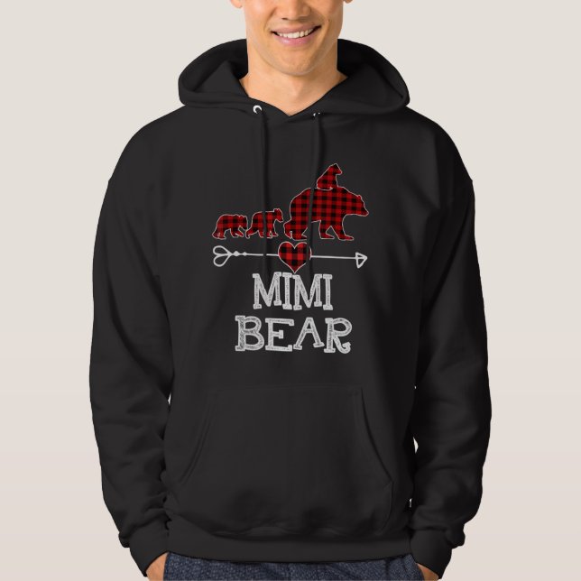 Moletom Mimi Bear Christmas Pajama Red Xadrez Buffalo Fami (Frente)