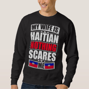 Moletom Minha Esposa É Haitiana Nada Me Assusta Bandeira d