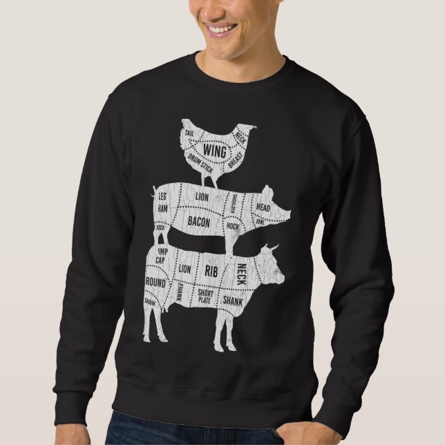 Moletom Minha Pirâmide Comida - Vacas Cute - Gráfico de An (Frente)