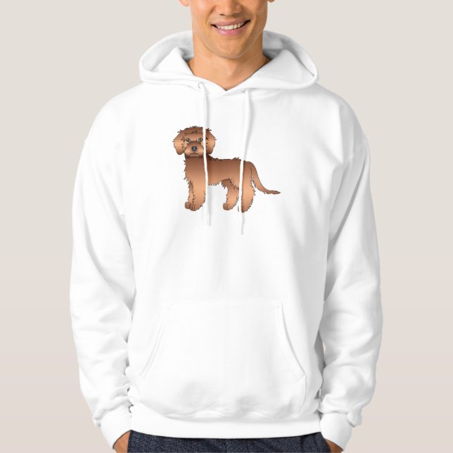 Moletom Mini Goldendoodle Vermelho Fofo Cachorro de Desenh (Frente)