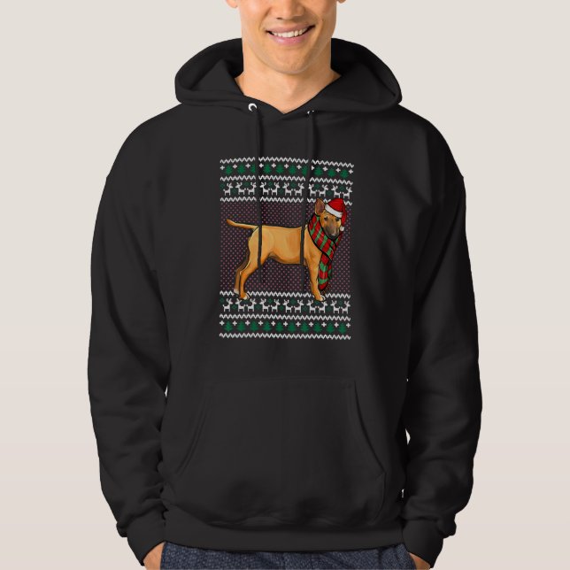 Moletom Miniatura Bull Terrier Dog Santa Hat Ugly Chr (Frente)