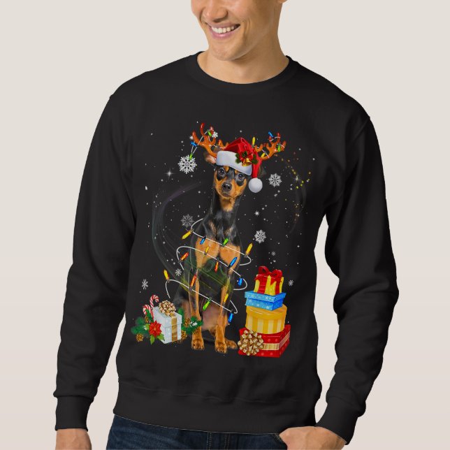 Moletom Miniatura Pinscher Árvore de Natal Light Pajama Do (Frente)