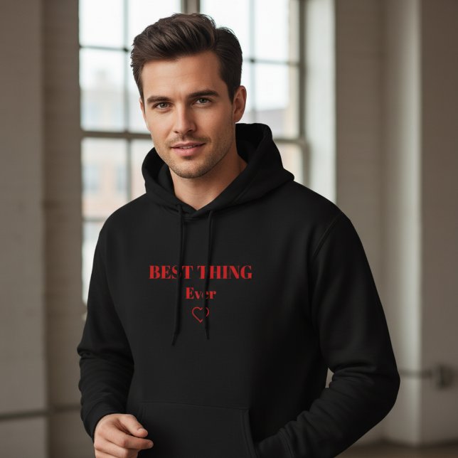 Moletom Minimalist Best Thing Ever Red Heart Custom Text (Criador carregado)
