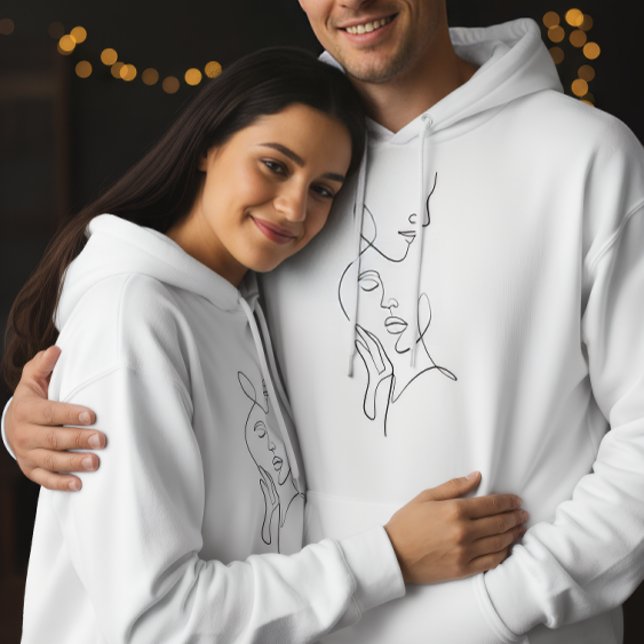 Moletom Minimalist Romantic Line Art Couple Hoodie (Criador carregado)