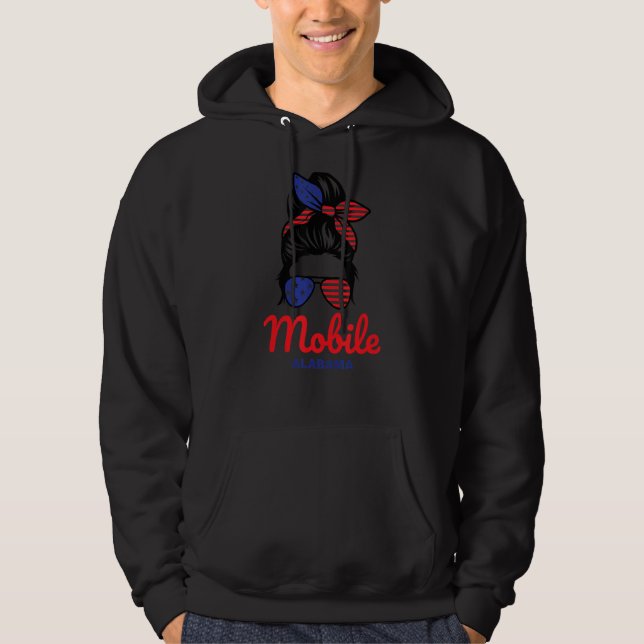 Moletom Mobile Alabama Retro Messy Bun (Frente)