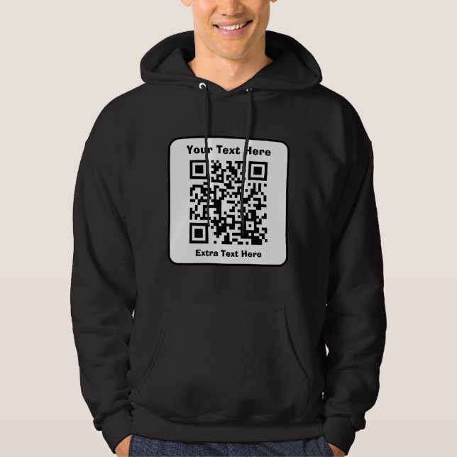 Moletom Modelo de Código QR digitalizável com texto editáv (Frente)