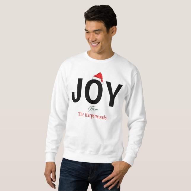 Moletom Modern Bold JOY Simples Família de Natal Elegante (Frente Completa)