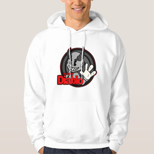 MOLETOM MOLDE DJ CHRIS DIABLO LOGO 4 CAPUZ BRANCO (Frente)