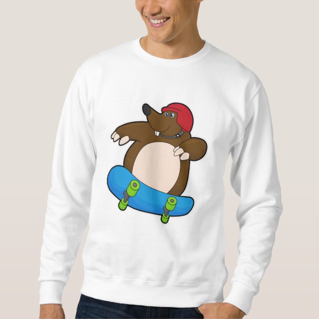 Moletom Mole como skater com skate e capacete (Frente)
