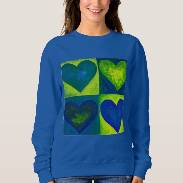 Moletom Molheta de Coração Verde Azul-Vidro Coração Coraçõ (Frente)