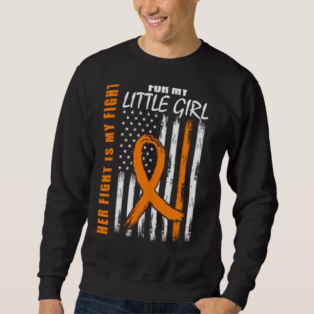 Moletom Mom Dad Little Girl Daughter Leukemia Awareness Fl (Frente)