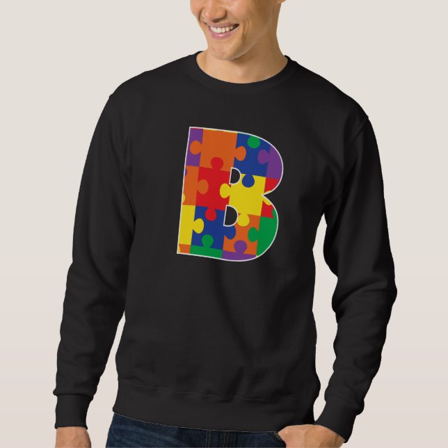 Moletom Monogram B in Multi Color Puzzle Pieces (Frente)