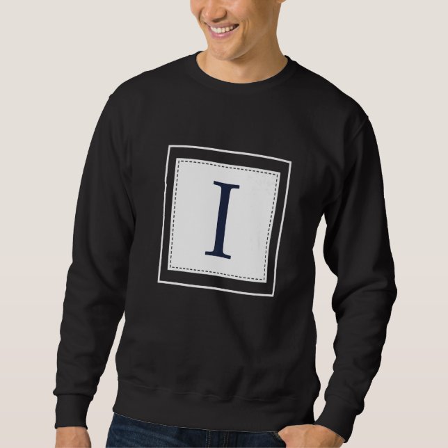 Moletom Monogram Letter I Alphabet I Initial Navy Blue   (Frente)