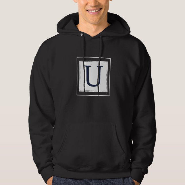 Moletom Monogram Letter U Alphabet U Initial Navy Blue   (Frente)