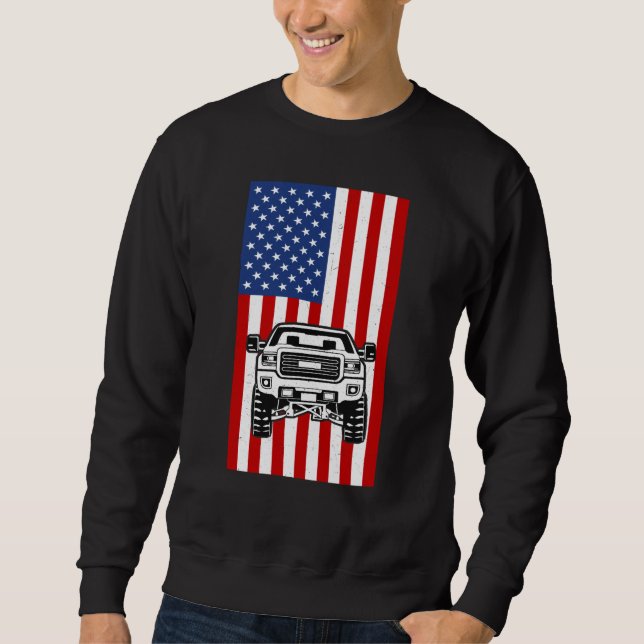 Moletom Monster Truck American Flag  Racing USA Patriotic (Frente)