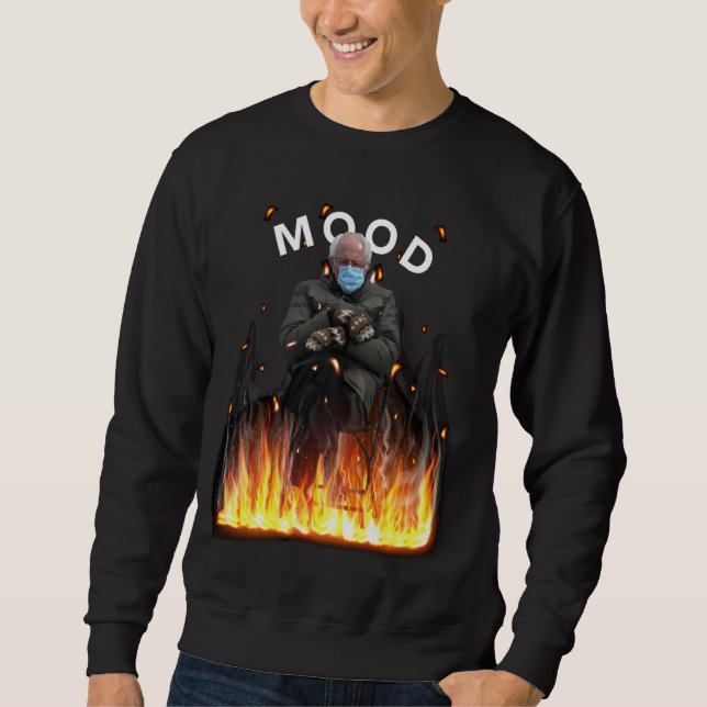 Moletom Mood Engraçado Bernie Sanders Mittens Flames Meme (Frente)
