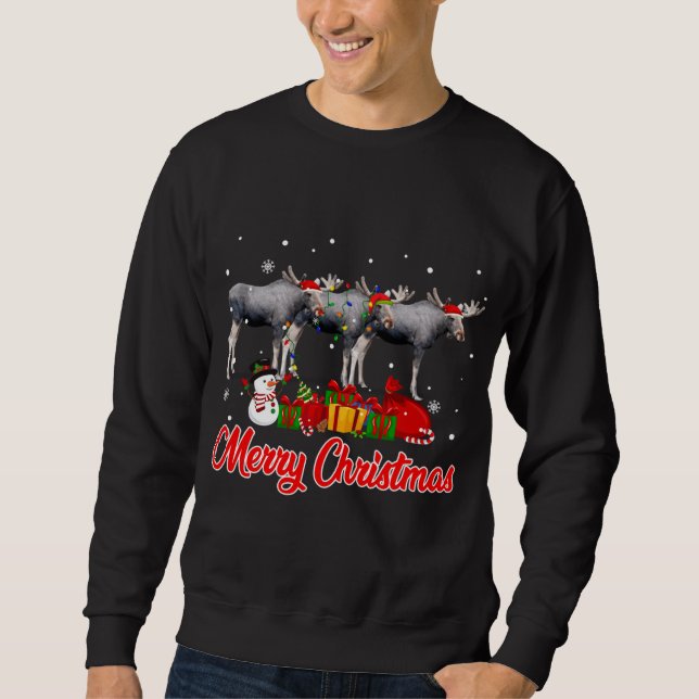 Moletom Moose Christmas Pajama Funny Xmas Lights (Frente)