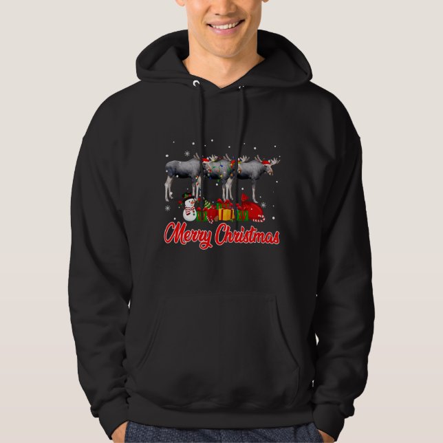 Moletom Moose Christmas Pajama Funny Xmas Lights (Frente)