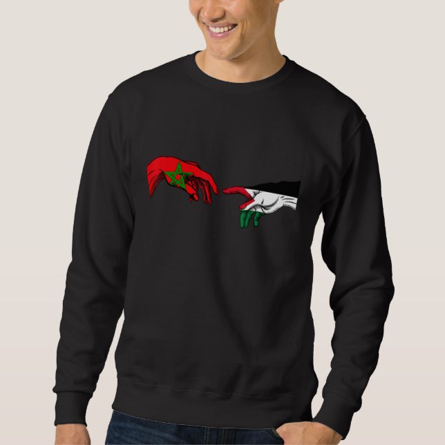 Moletom Morocco Palestine Flag  Palestinian Moroccan Hands (Frente)