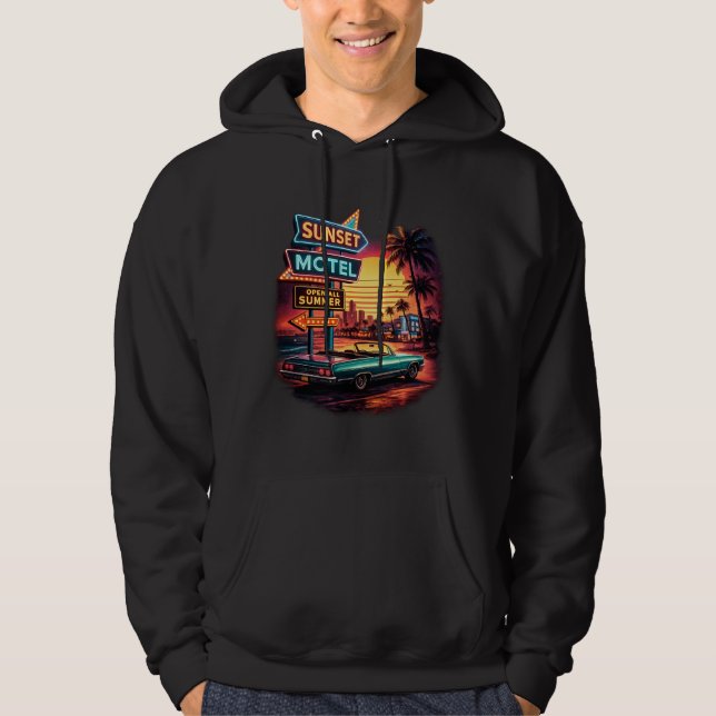 Moletom Motel Sunset Aberto a Noite Inteira Design Retro (Frente)