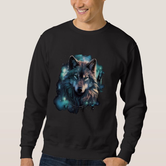 Moletom Motivos De Caça Ao Lobo Da cinza, Icy Moon, Forest (Frente)