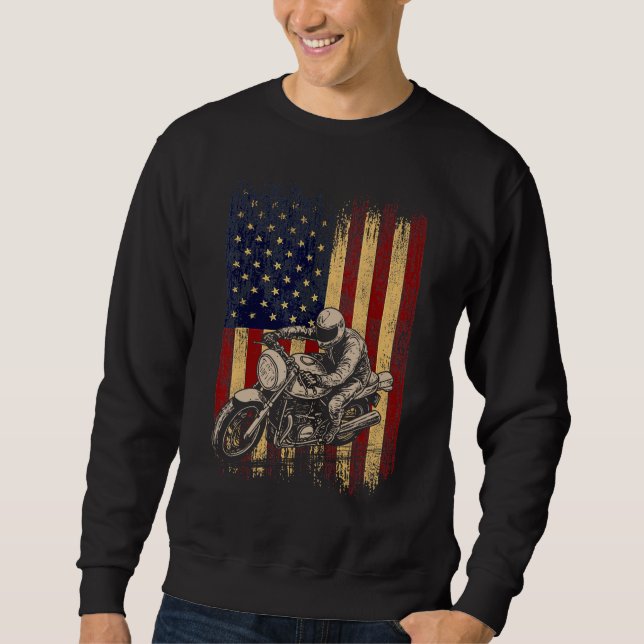 Moletom Motorcycle American Flag Distressed Vintage Biker  (Frente)