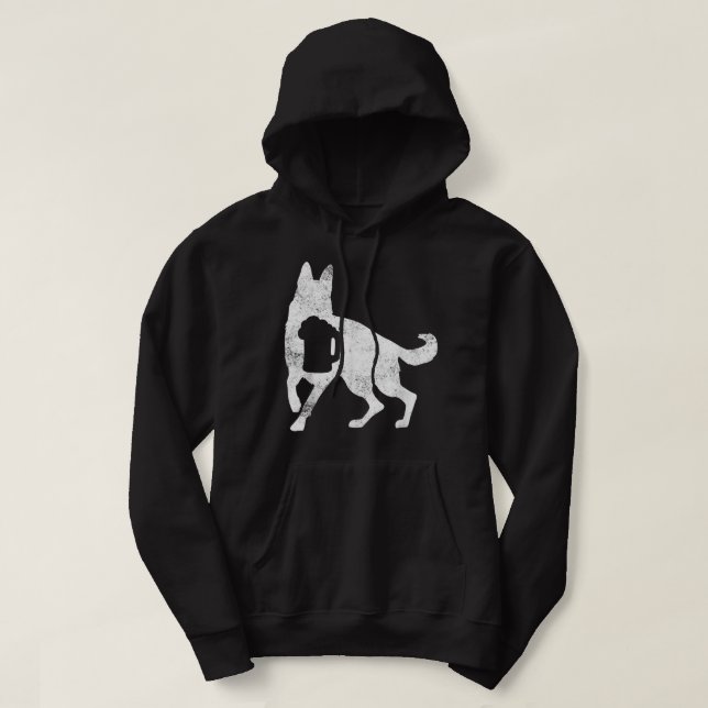Moletom Mulher Bebendo de Cerveja de Cão german shepherd (Frente do Design)