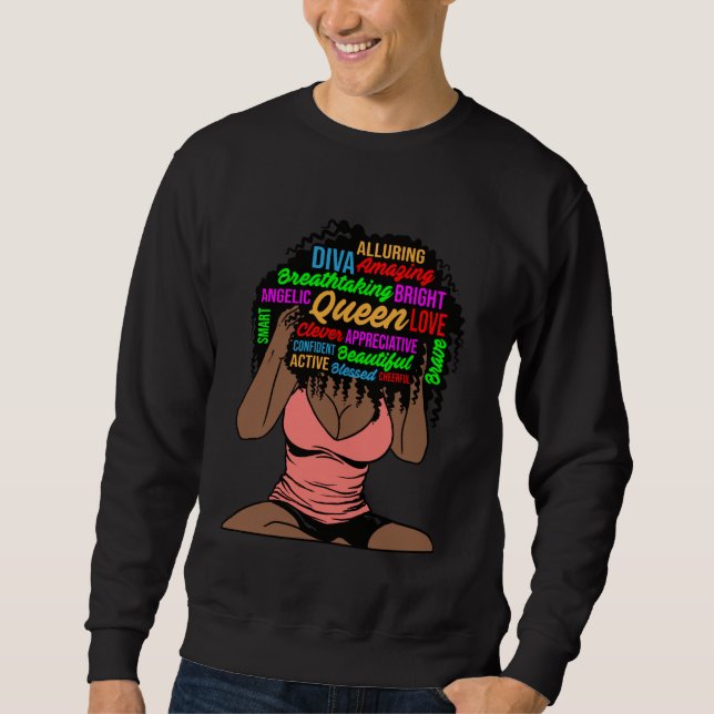 Moletom Mulher de melanina sedutora rainha de pele marrom  (Frente)
