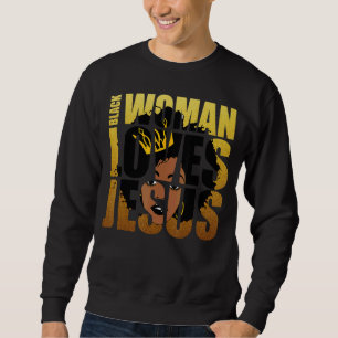 Moletom Mulher Negra ama Jesus por católico cristão