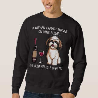 Moletom Mulher Pode Sobreviver Sozinha Precisa De Shih Tzu