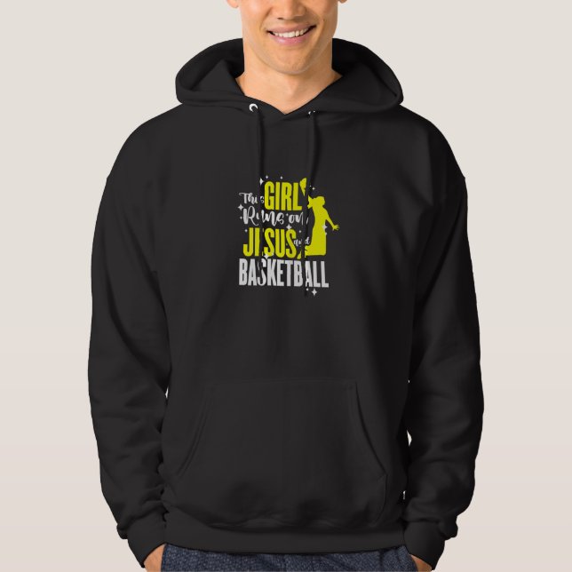 Moletom Mulheres Basquete Essa Garota Funciona Com Jesus E (Frente)