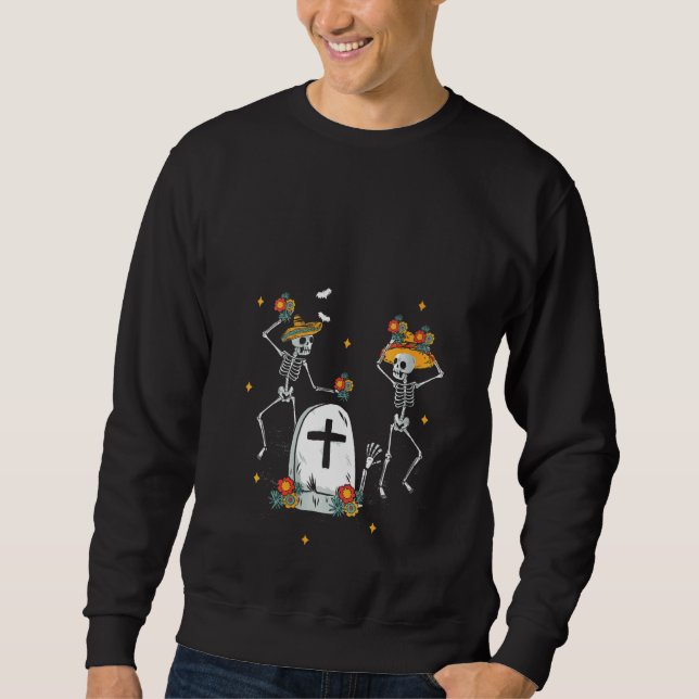 Moletom Mulheres Mexicanas Skeletons Mariachi Sombrero Hat (Frente)