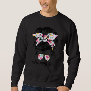 Moletom Mulheres Nanny Life Messaging Hair Bun Floral Wome