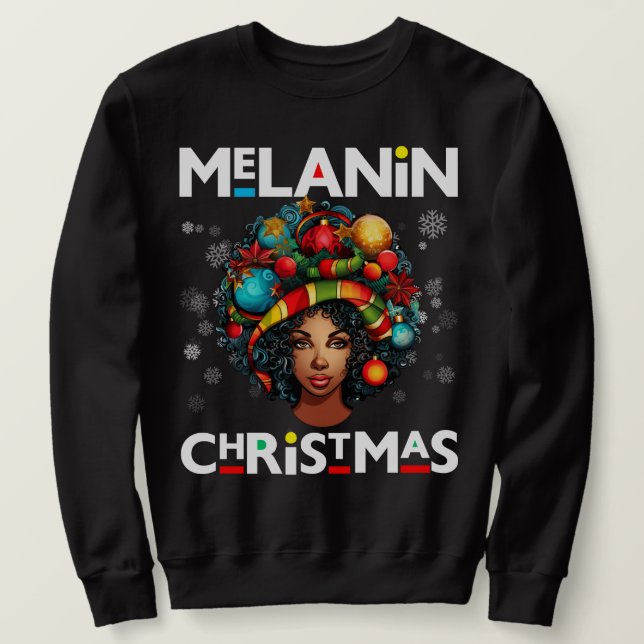 Moletom Mulheres negras melanina de Natal Irmã Xmas Sistas (Frente do Design)