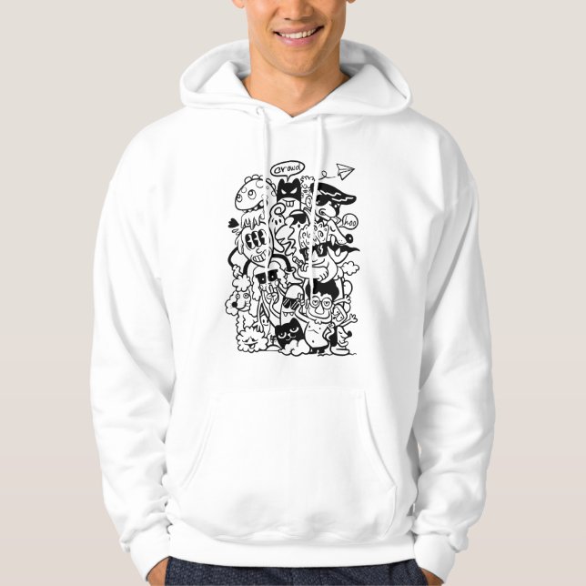 Moletom Multidão de Personagens de Desenho Animado Excêntr (Frente)