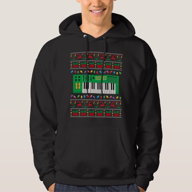Moletom Music Keyboard Ugly Christmas Sweat Lights (Frente)