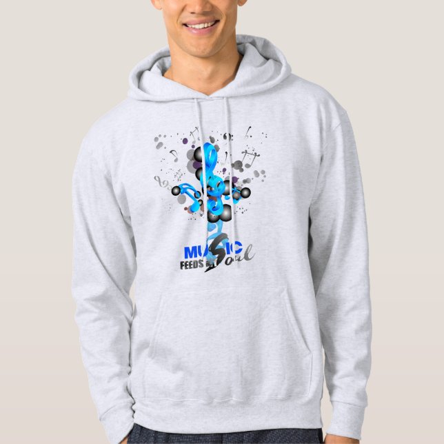Moletom Música alimenta minha alma | Hoodie de uso masculi (Frente)