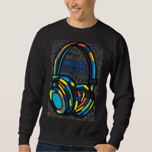 Moletom Música é minha vida Fones de ouvido coloridos