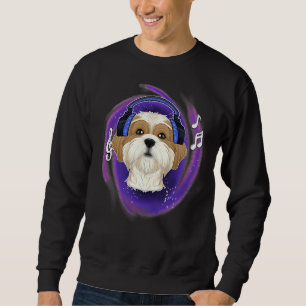 Moletom Música I Dj Fones de ouvido I Shih Tzu
